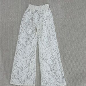 Heartloom Unlined White Lace Wide-Leg Pants